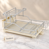 Premium Silver Dish Rack with Cup Holder and Drain Tray