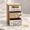 Mini Wooden Drawer Organizer - 3 Tier Welcome Print