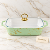 Brilliant 12 Inch Rectangular Dish - Mint Green & Gold