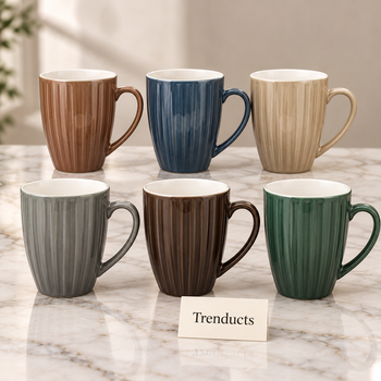 Ribbed Ceramic Mug designs on white marble | Trenducts