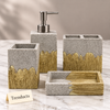 Luxury Bathroom Set - 4-Piece Gray Wood-Look Drip Design