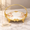 Brilliant Round Basket Tray - Pink Floral Gold Frame