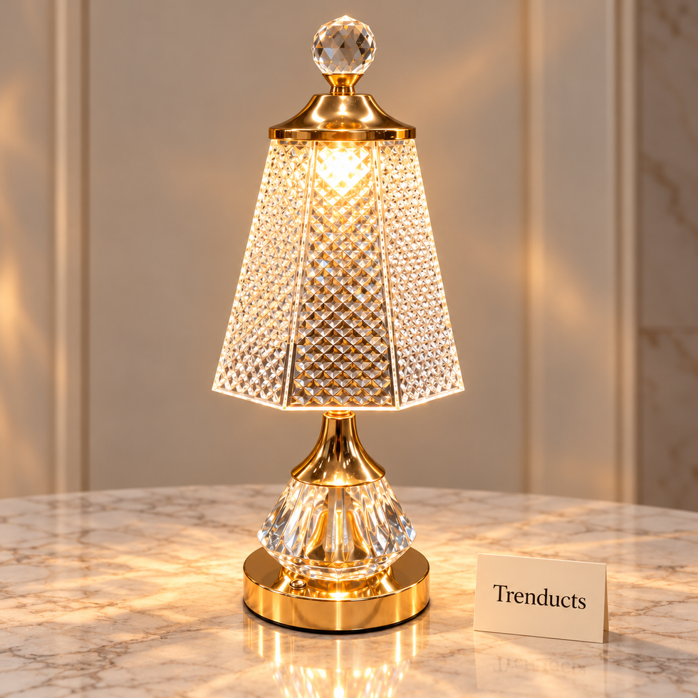 Crystal Lamp - Hexagon Diamond Cut Shade Table Lamp