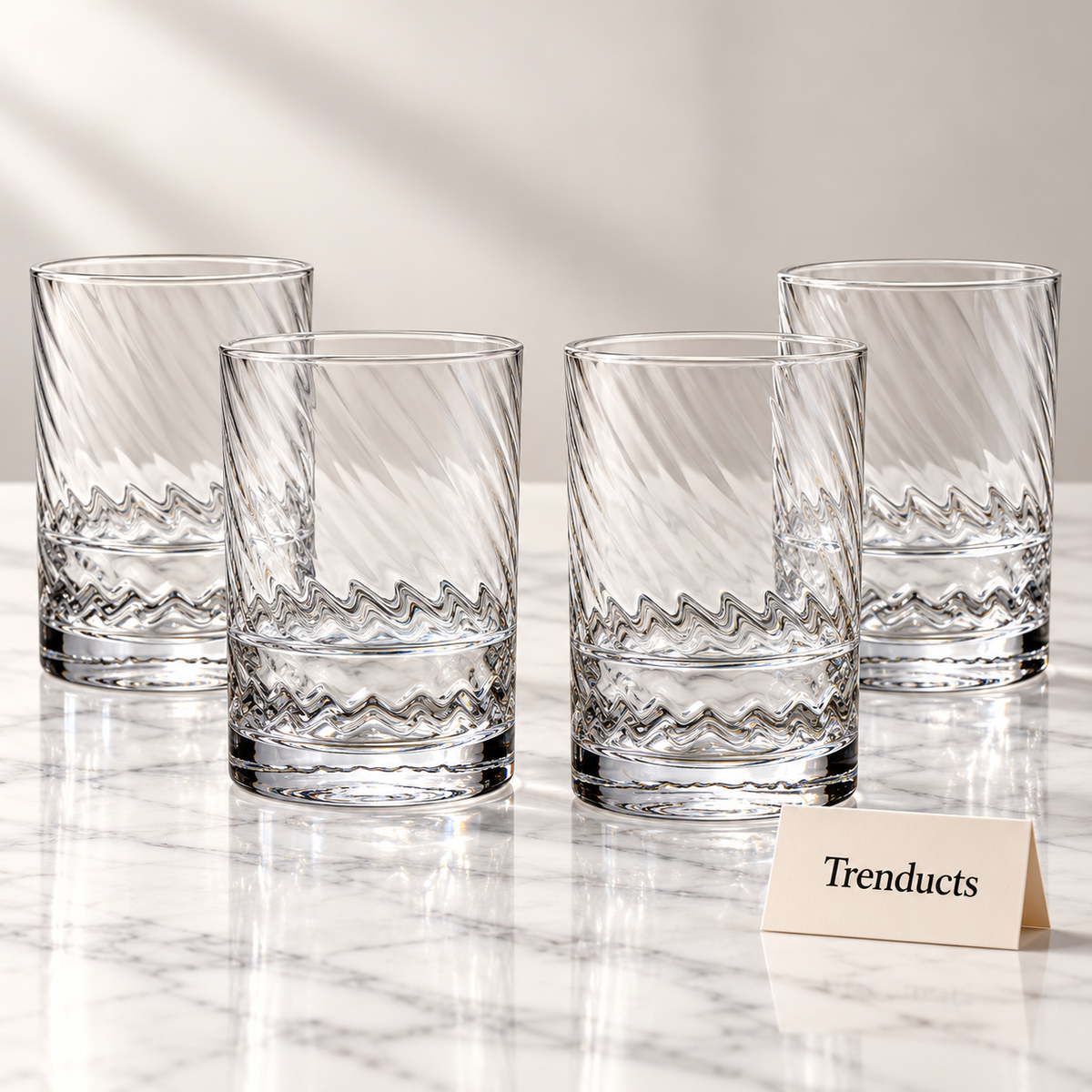 Danny Home Glass Tumbler Set - 4 Pcs 373ml Swirl