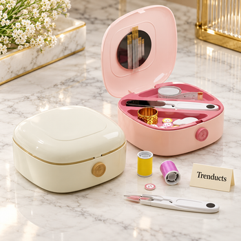Sewing box on white marble | Trenducts