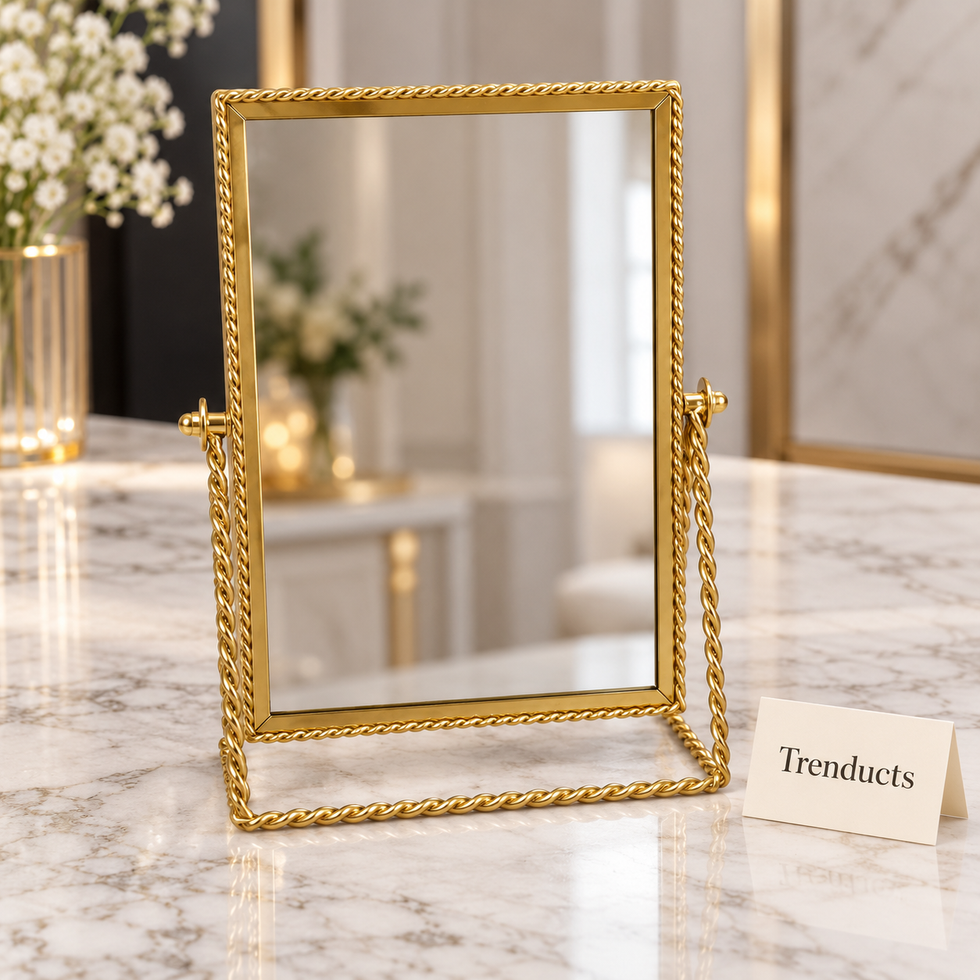 Elegant Gold Table Mirror - Rectangle Twisted Rope Frame