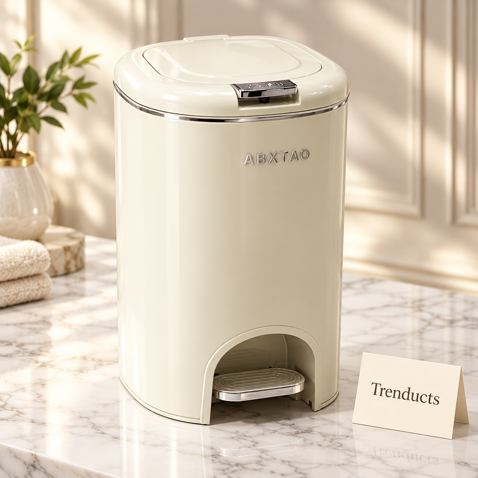 Premium Stainless Steel Pedal Trash Can with Hand-Press Lid