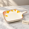 Brilliant Square Platter 9 Inch - Pink Floral Handle
