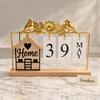 Wooden Desk Calendar - Reusable, Gold Birds and Flower