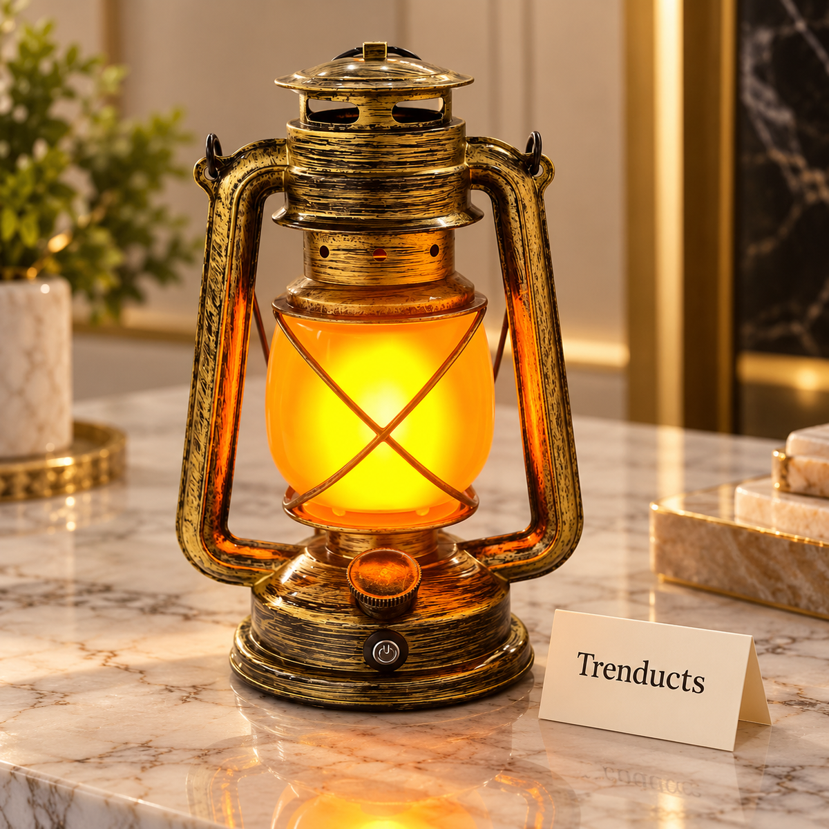 Antique Brass LED Lantern Rechargeable Touch Light