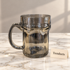 Glass Juice Mug - Smoky Grey Wavy Design with Handle