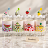 Fruit Glass Mug with Straw - Fruit Print Sleeve (Random)