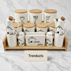 Ceramic Kitchen Jar Set on Bamboo Tray - Arabic Labels