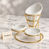 Brilliant Fries Holder - Gold Wire with White Bowls