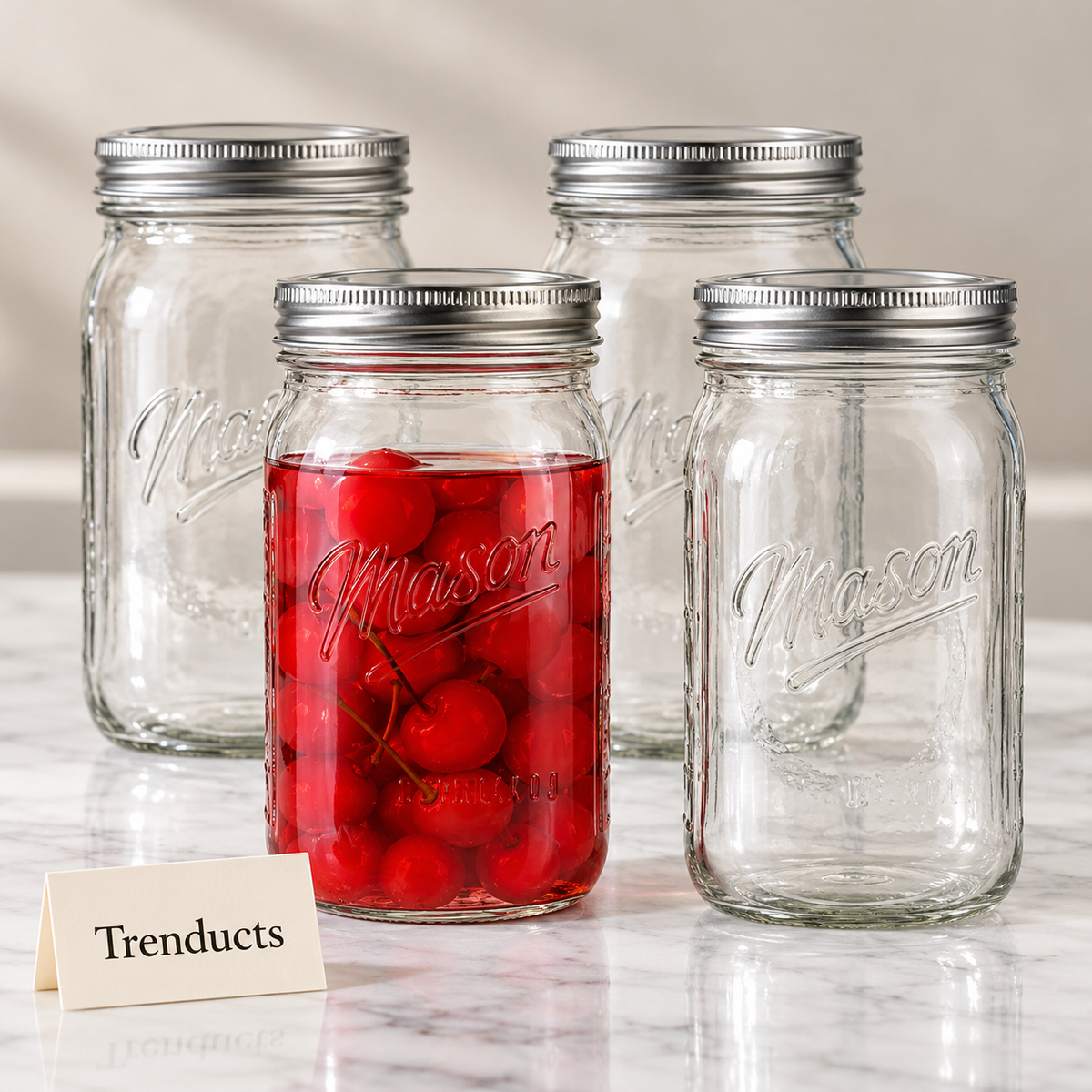 Danny Home Wide Mouth Mason Jar Set - 6 Pcs Glass