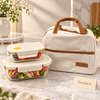 Glass Lunch Box Set with Cream Bag - 400ml and 850ml Containers