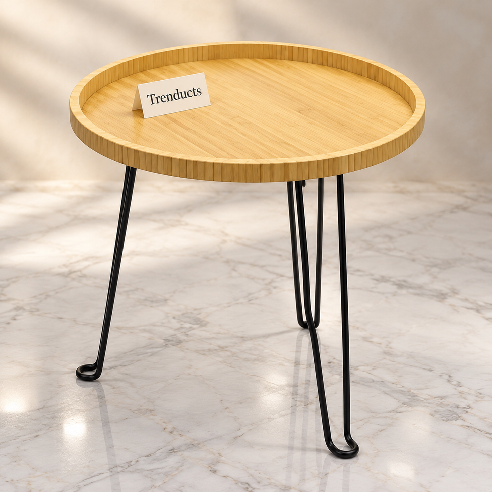 Round Foldable Side Table 17.5 Inch Tray Top