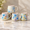 Blue Watercolour Flower Mug 420 ml - Pink Rim (Random)