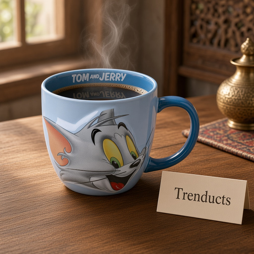 Disney Tom and Jerry Ceramic Face Mug 550ml - Blue