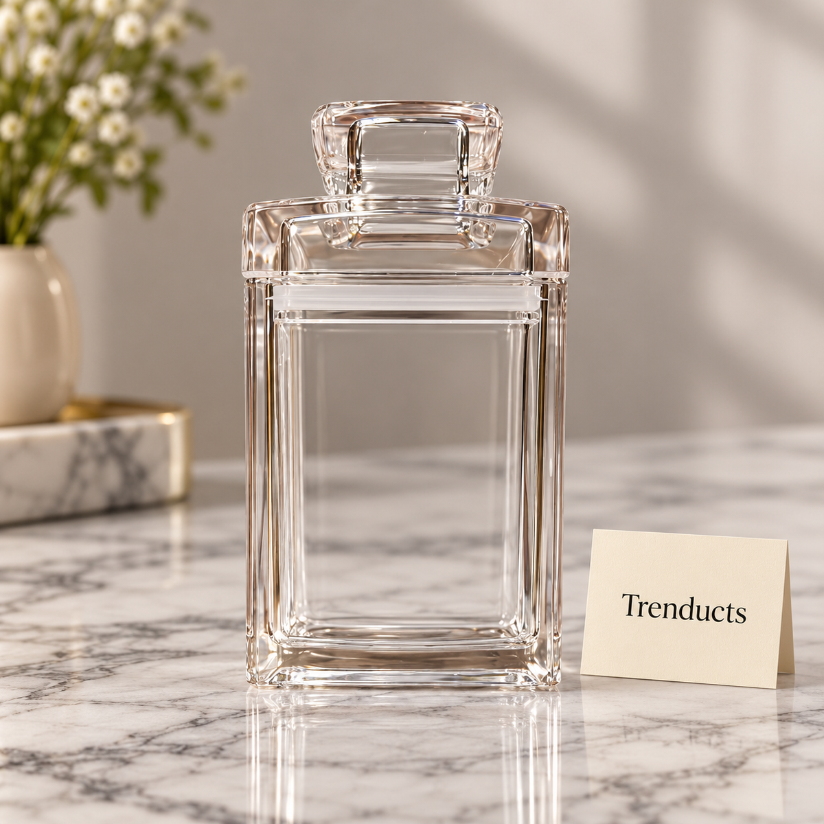 80ml Airtight Canister with Clear Lid - Square Mini Storage Jar
