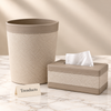 Premium Tissue Box & Box Dustbin - Beige Diagonal Weave