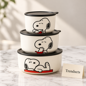 Disney Snoopy Bowl Set in a home setting - 3 Piece Gift Box | Trenducts