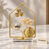 Gold House Frame Mini Planter - Glass Orb & Flower