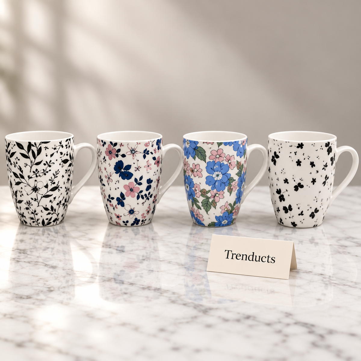 Ditsy Floral Mug 350 ml - Blue, Pink & Black (Random)