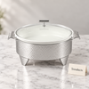Brilliant Round Casserole with Candle Warmer - 12″ Hammered Silver