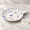 Brilliant 9 Inch Round Platter - Blue Peony with Handle