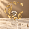 Gold Leaf Crystal Ball Table Decor - Metal Showpiece