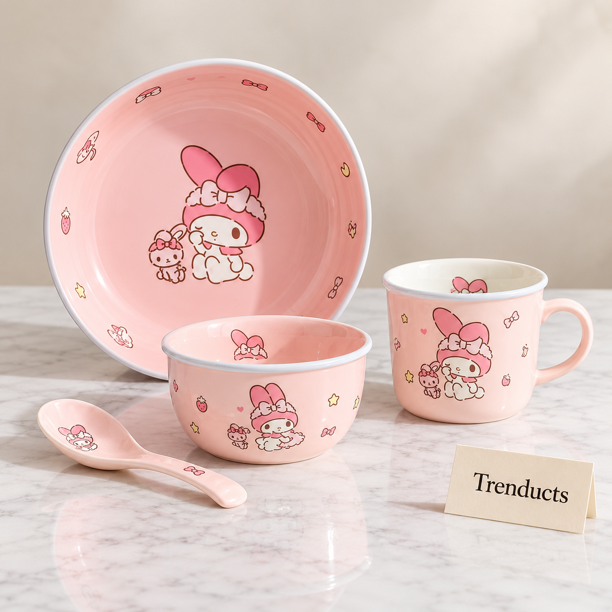 Disney My Melody Kids Ceramic Bowl Set 4 Piece - Pink