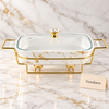 Brilliant Rectangular Marble Casserole with Gold Stand