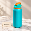 Premium Insulated Water Bottle - Turquoise with Orange Lid