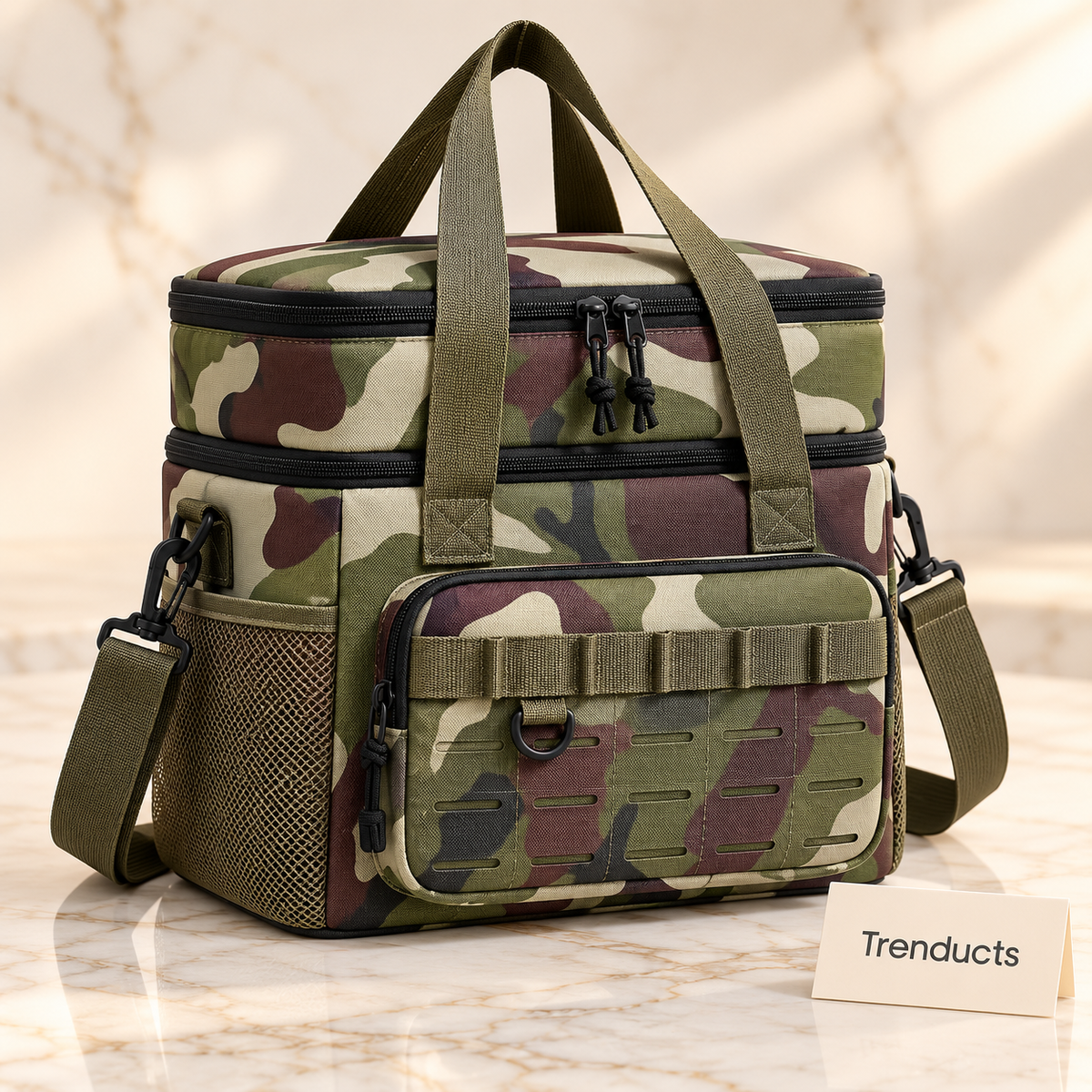 Double-Decker Camo Thermal Lunch Bag – Large Capacity