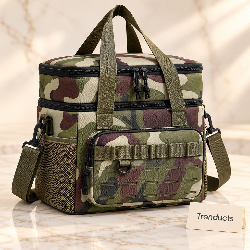 Double-Decker Camo Thermal Lunch Bag – Large Capacity