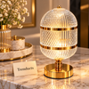 Oval Faceted Crystal LED Table Lamp with Gold Accents