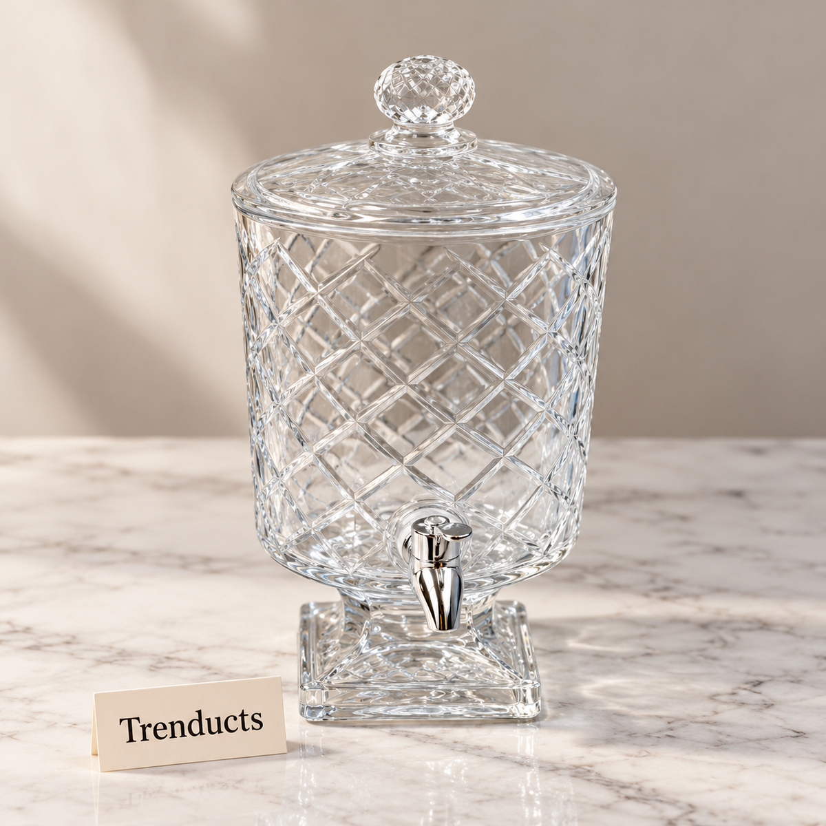 Brilliant Glass Juice Dispenser - Diamond Lattice