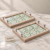 Floral Mosaic Tray Set - 2 Rectangular Serving Trays