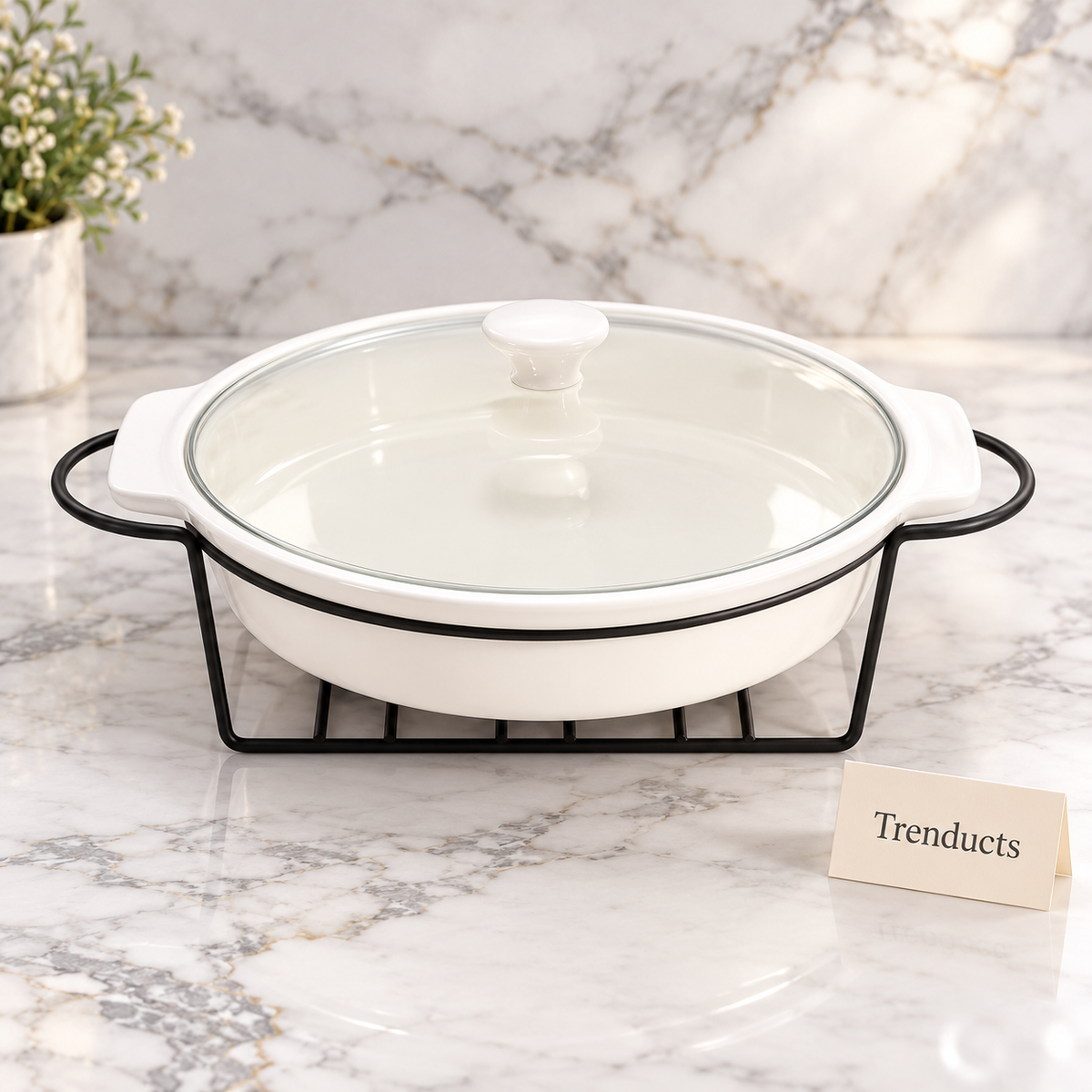 Brilliant 12 Inch Round Dish with Black Candle Stand
