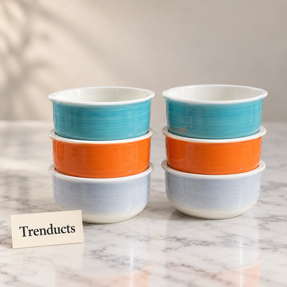 Danny Home Ceramic Soup Bowl Set - 6 Pcs 5 Inch Colourful