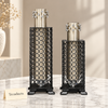 Metal Vase - Black Lattice Mesh with Silver Top