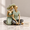 Seated Couple Statue - Sage Green & Gold Love Decor