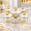 Brilliant 5 Piece Round Casserole Set with Gold Stand