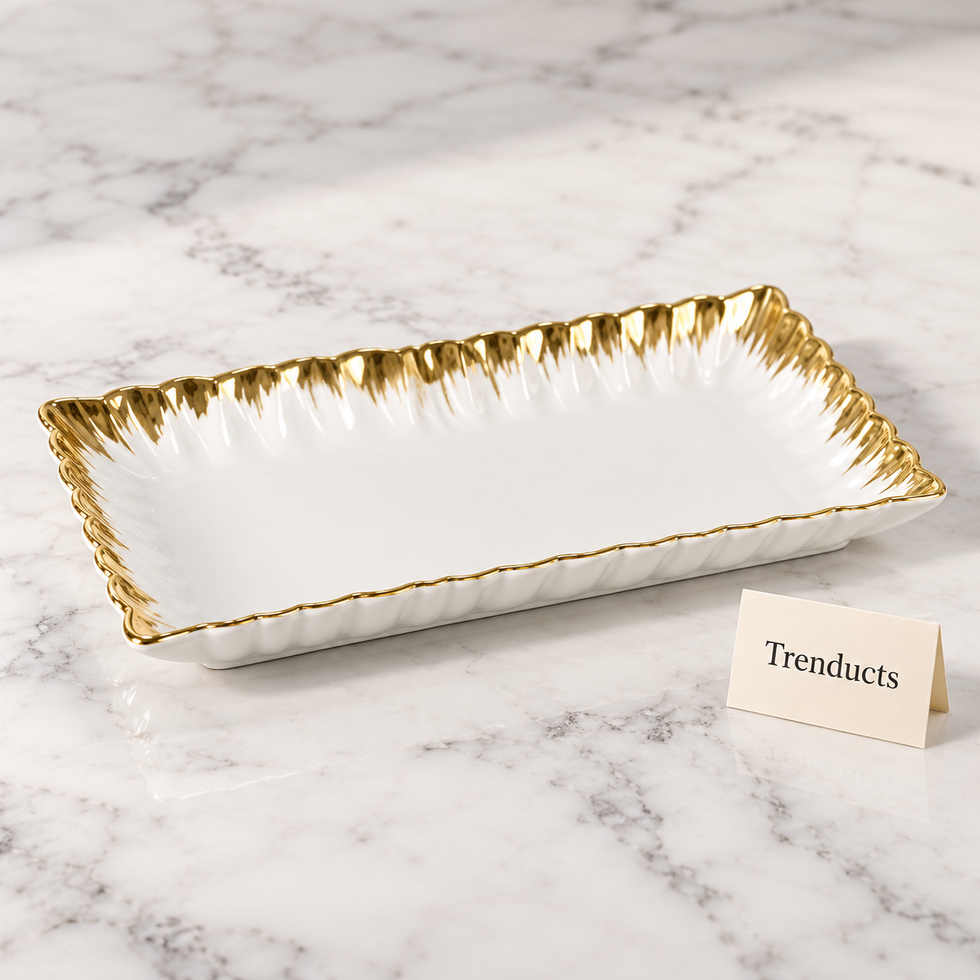 Brilliant Rectangular Plate - Gold Edge