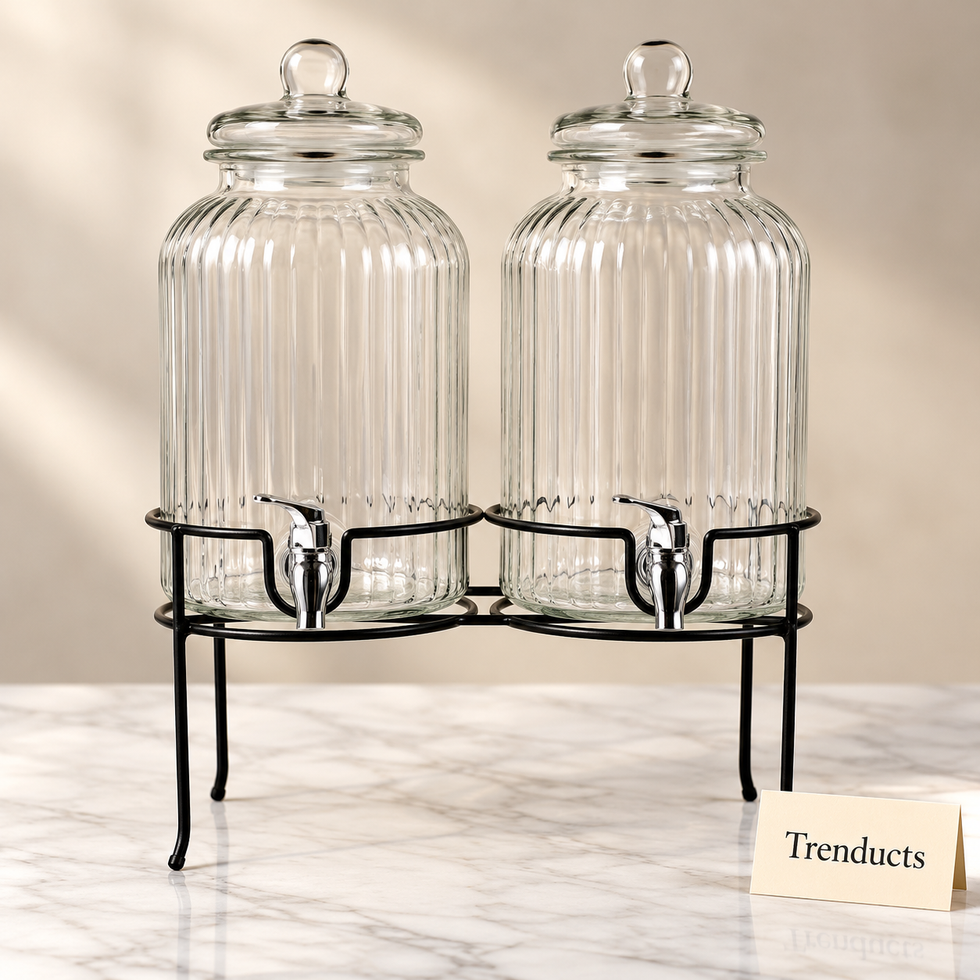 Danny Home Double Drink Dispenser - 5L Glass Jars & Stand