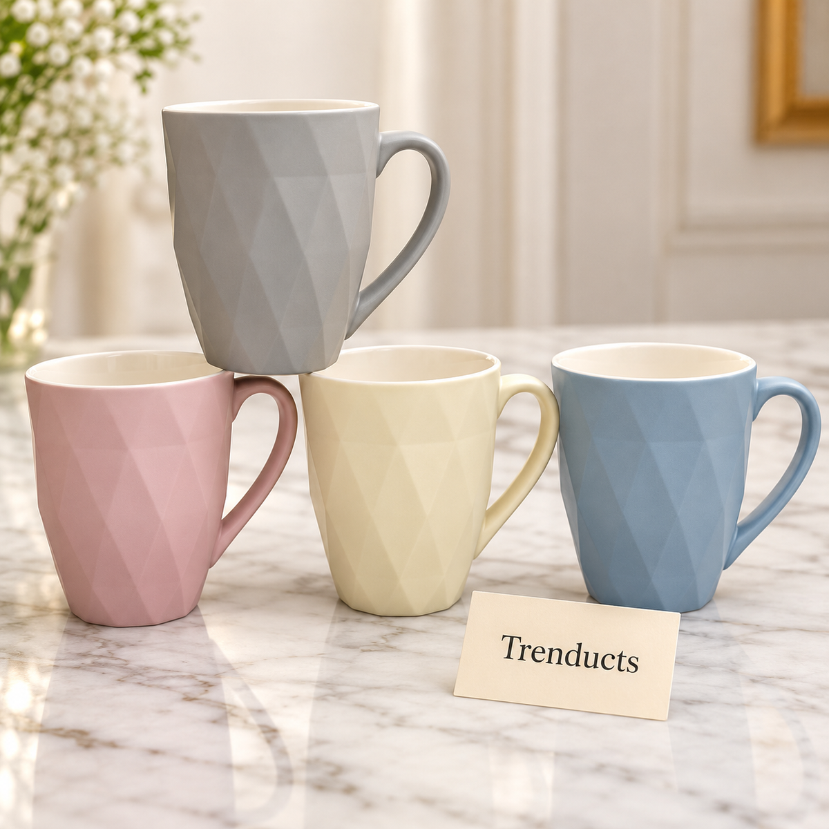 Faceted Geometric Mug 410 ml - Matte (Random Colour)