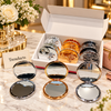 Embossed Rose Cosmetic Pocket Mirror - Round Metallic Finish (each)