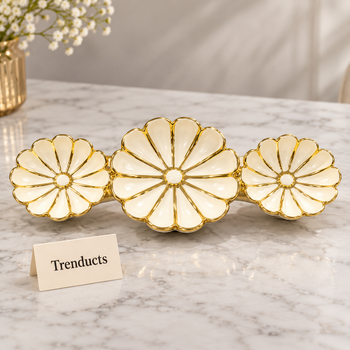 Brilliant Grid Bowl with gold petal edges on marble | Trenducts
