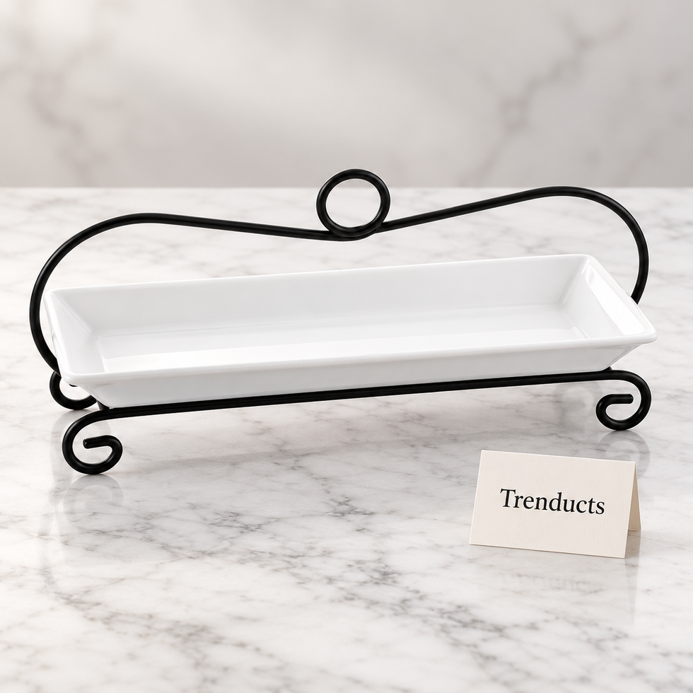 Symphony Pastry Holder - White Tray with Metal Stand